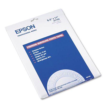 EPSON Premium Photo Paper, 68 lbs., Semi, PK20 S041331